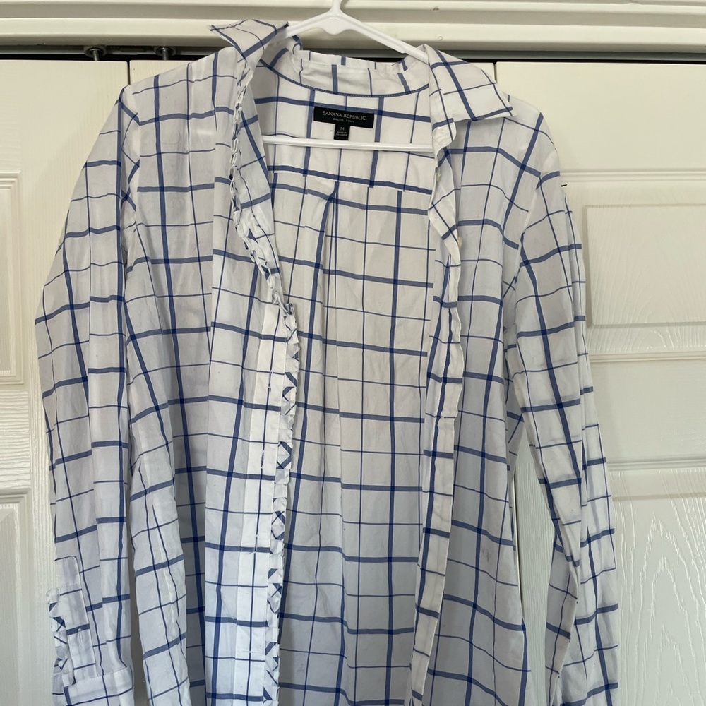 White and Purple Plaid Button up